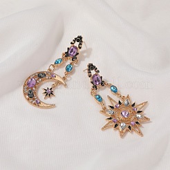 Moon & Sun Alloy Rhinestone Dangle Stud Earrings&nbsp;FS-WGBDAF6-01
