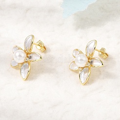 Brass Micro Pave Cubic Zirconia Enamel Stud Earrings&nbsp;CU-CBABA66-12C-G