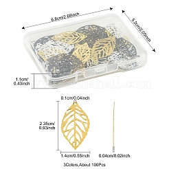 100Pcs 3 Colors Iron Filigree Joiners Pendants&nbsp;IFIN-FS0001-60