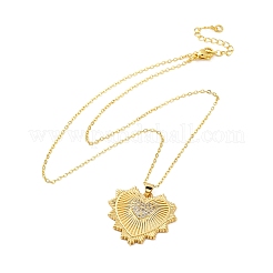 Brass Micro Pave Clear Cubic Zirconia Heart Pendant Necklaces for Women&nbsp;NJEW-S438-07C-G