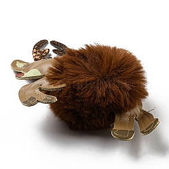 Imitation Rex Rabbit Fur & PU Leather Christmas Reindeer Pendant Keychain&nbsp;KEYC-K018-02KCG-03