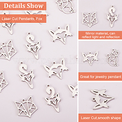 32Pcs 4 Style 201 Stainless Steel Pendants&nbsp;STAS-DC0010-70