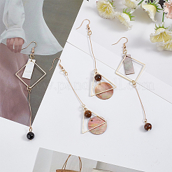 2 Sets 2 Style Acrylic Rectangle & Flat Round Asymmetrical Earrings&nbsp;EJEW-AN0001-56