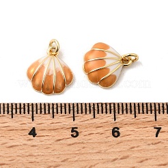 Brass Enamel Shell Shaped Charms&nbsp;KK-H002-35G-RS