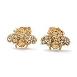Brass Micro Pave Clear Cubic Zirconia Stud Earrings&nbsp;EJEW-D305-20G-02