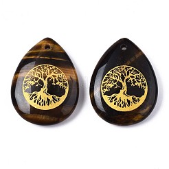 Natural Tiger Eye Pendants&nbsp;G-T122-71C