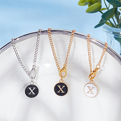 Flat Round with Letter Alloy Enamel Wine Glass Charms&nbsp;AJEW-AB00184-24