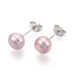 Pearl Ball Stud Earrings&nbsp;EJEW-Q701-01B-02
