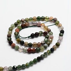 Faceted Natural Indian Agate Round Beads Strands&nbsp;G-E318A-4mm-01