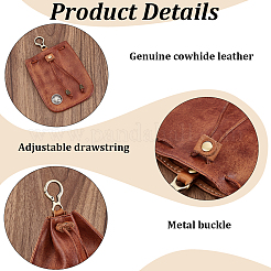 Vintage Cowhide Leather Coin Pouches Wallet Drawstring Bags with Clasps&nbsp;AJEW-CY0002-63