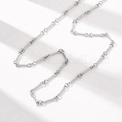 3.5MM 304 Stainless Steel Twisted Bar Link Chain Necklaces for Women Men&nbsp;LS-NJEW-F365-01P