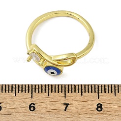 Brass Micro Pave Clear Cubic Zirconia Enamel Cuff Rings for Women&nbsp;RJEW-L113-031G