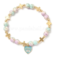 Heart with Eye Alloy Enamel Charm Bracelets&nbsp;BJEW-JB12287-02