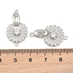 SHEGRACE Brass Micro Pave Clear Cubic Zirconia Fold Over Clasps&nbsp;XGRQ5K726-841P