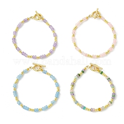Dyed Natural White Jade & Brass Beaded Bracelets for Women&nbsp;BJEW-JB13678