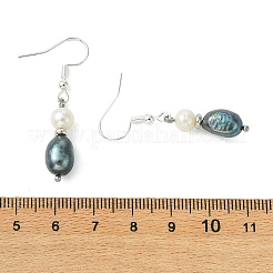 3 Pairs 3 Colors Natural Cultured Freshwater Pearl & Brass Dangle Earrings&nbsp;EJEW-JE07263