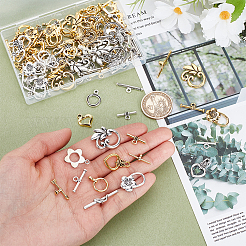 120 Sets 8 Styles Tibetan Style Alloy Toggle Clasps&nbsp;FIND-GA0005-28