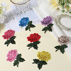 14Pcs 7 Colors Rose Flower Shape Computerized Embroidery Cloth Iron on/Sew on Patches&nbsp;PATC-CP0001-04