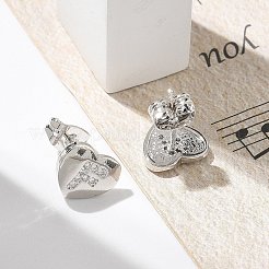 Rack Plating Brass Micro Pave Clear Cubic Zirconia Stud Earrings&nbsp;EJEW-K299-01P-F