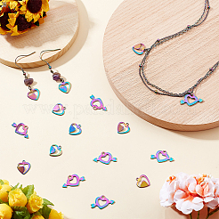 60Pcs 2 Style Rack Plating Rainbow Color 304 Stainless Steel Pendants&nbsp;STAS-DC0008-42
