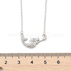 Brass Micro Pave Cubic Zirconia Heart Mermaid Pendant Necklaces for Women&nbsp;NJEW-S441-07A-P