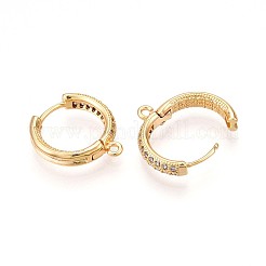 Brass Micro Pave Cubic Zirconia Hoop Earring Finding&nbsp;KK-N261-47G