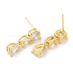 Rack Plating Brass Teardrop Stud Earrings with Crystal Rhinestone for Women&nbsp;EJEW-D059-11G