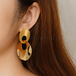 Elegant Stainless Steel Oval Dangle Stud Earrings&nbsp;WF4501