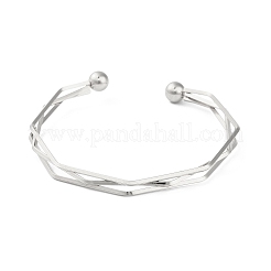 Non-Tarnish 304 Stainless Steel 3 Line Open Cuff Bangles for Women&nbsp;BJEW-S155-01P