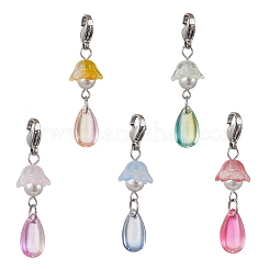 5Pcs 5 Colors Glass Pendant Decorations&nbsp;HJEW-JM02905