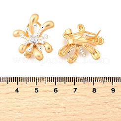 Brass Micro Pave Clear Cubic Zirconia Stud Earrings&nbsp;EJEW-S270-02B-GS