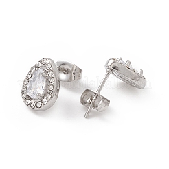 Cubic Zirconia & Rhinestone Teardrop Stud Earrings&nbsp;EJEW-A080-02P