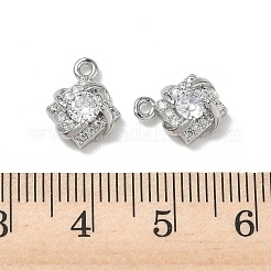 Brass Micro Pave Clear Cubic Zirconia Charms&nbsp;KK-P355-20P