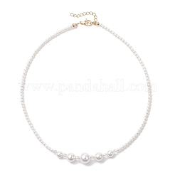 Round Shell Pearl and Electroplated Glass Graduated Beaded Necklaces&nbsp;NJEW-JN05747