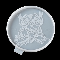 Flat Round with Owl & Flower DIY Cup Mat Silicone Molds&nbsp;LS-SIL-F007-06C