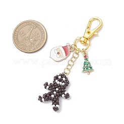 2Pcs Christmas Seed Glass Beaded Gingerbread Man Pendant Decorations&nbsp;HJEW-MZ00399