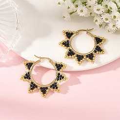 Glass Beaded Hoop Earrings&nbsp;EJEW-MZ00750