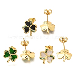 Clover Brass Micro Pave Cubic Zirconia Stud Earring&nbsp;EJEW-C126-01G