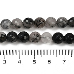 Natural Black Rutilated Quartz Beads Strands&nbsp;G-R447-8mm-03-01