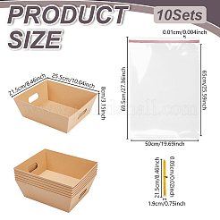 Rectangle Clear OPP Cellophane Candy Packing Bags with Trapezoid Paper Tray and Ribbon&nbsp;AJEW-WH0434-79
