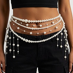 Summer Beach Alloy Imitation Pearl Tassel Waist Beads for Bikini&nbsp;WG13900-01