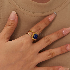 Oval Natural Lapis Lazuli Finger Rings&nbsp;QU8583