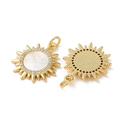 Brass Micro Pave Clear Cubic Zirconia Pendants&nbsp;KK-B083-36C-G