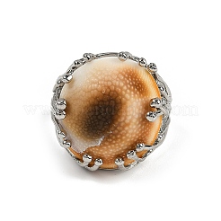 Half Round Natural Shell Finger Rings&nbsp;RJEW-P128-05P
