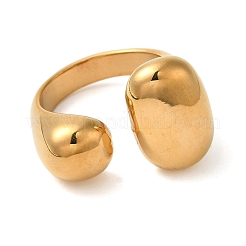 Ion Plating(IP) 304 Stainless Steel Oval Open Cuff Rings for Women Men&nbsp;RJEW-Z054-02G-02
