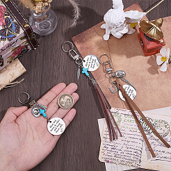 3Pcs Faux Suede Cord & Alloy Keychains&nbsp;HJEW-BC00123