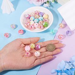 30Pcs 2 Styles Printed Transparent & Opaque Acrylic Beads&nbsp;MACR-TA0003-01