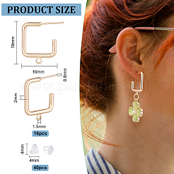 16Pcs Brass Square Stud Earring Findings&nbsp;KK-BC0010-93