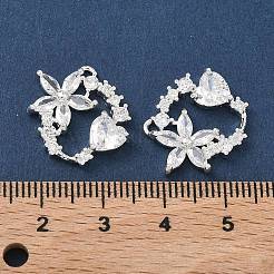 Brass Micro Pave Clear Cubic Zirconia Pendants&nbsp;KK-C168-06S