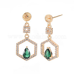 Brass Micro Pave Cubic Zirconia Stud Earring Findings&nbsp;KK-S364-045